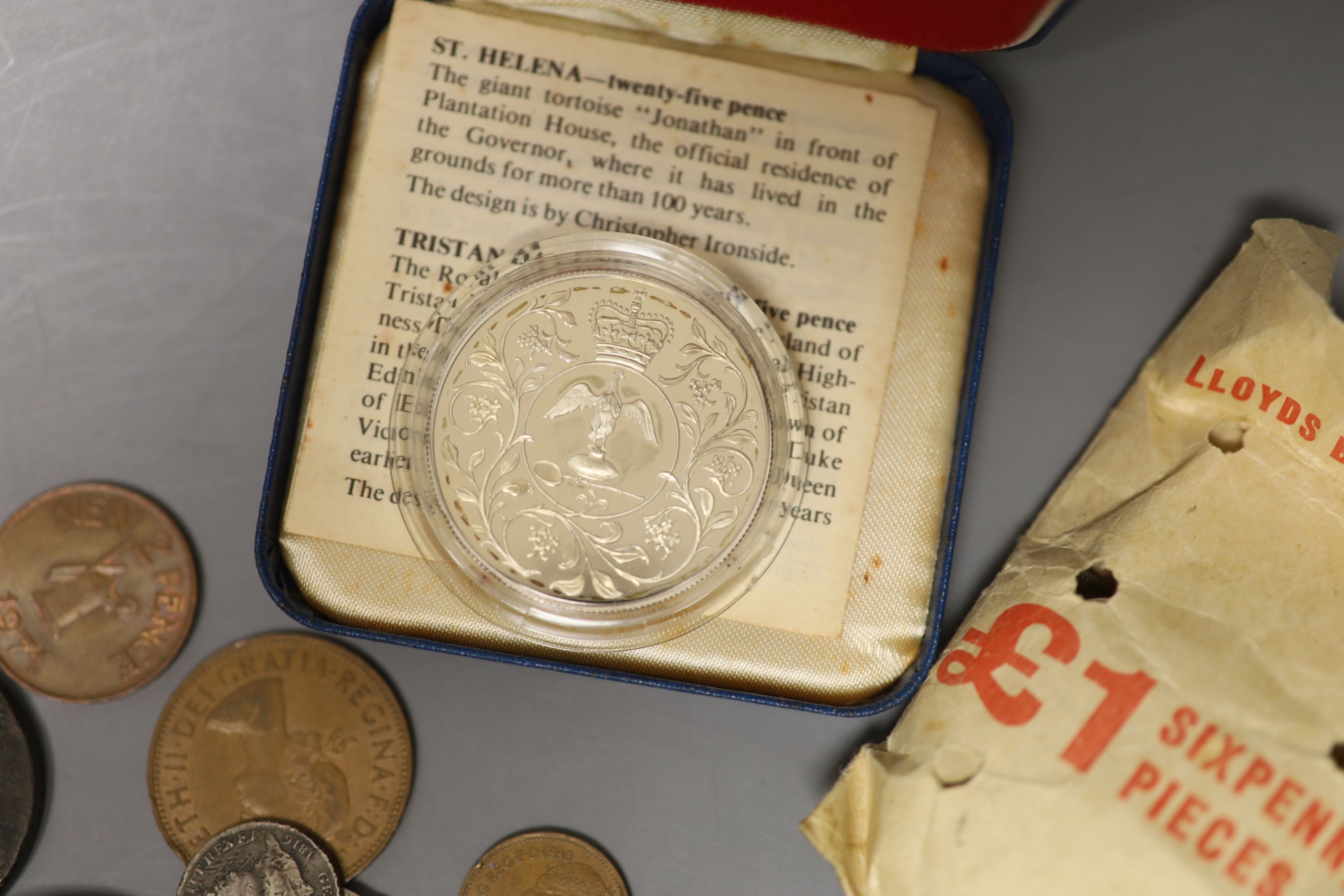 A quantity of silver proof crown and minor coins.